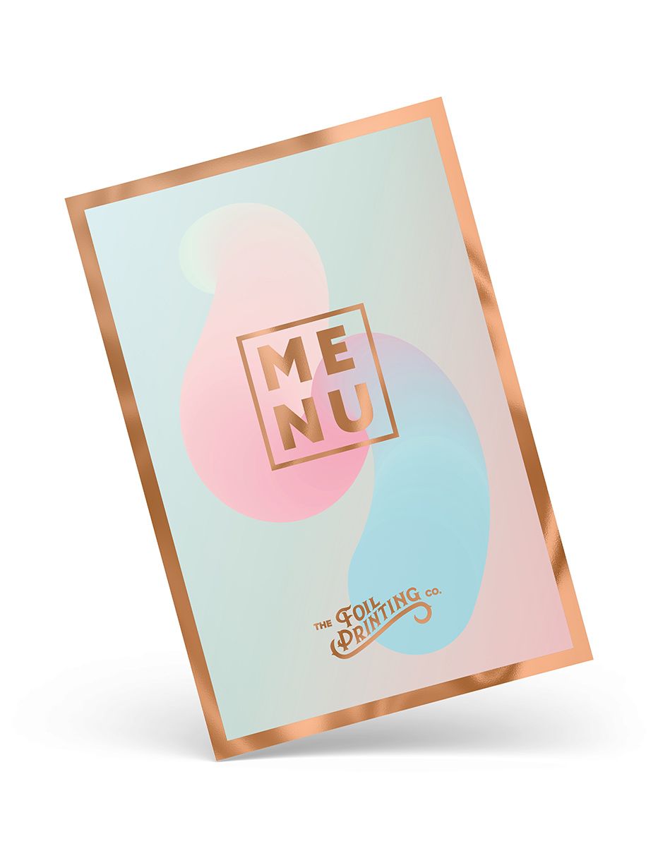 Metallic Copper Foil Menu Printing Angled