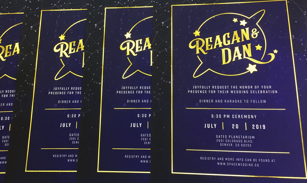 Foiled Formal Wedding Invitation with gold foil image