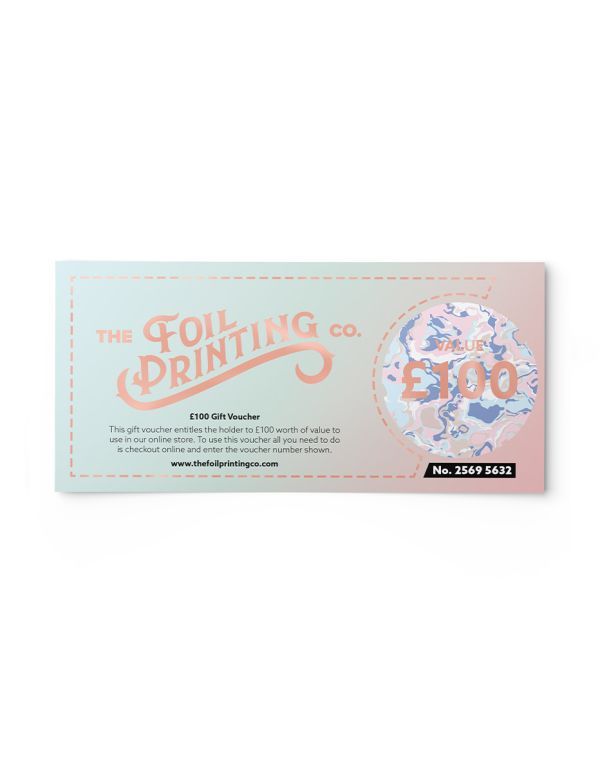 Metallic Rose Gold Foil Vouchers Front