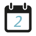 A calendar icon featuring a black outline, representing dates, scheduling, or time management functionality. 