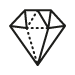 A geometric diamond icon featuring black outline facets, representing premium quality.